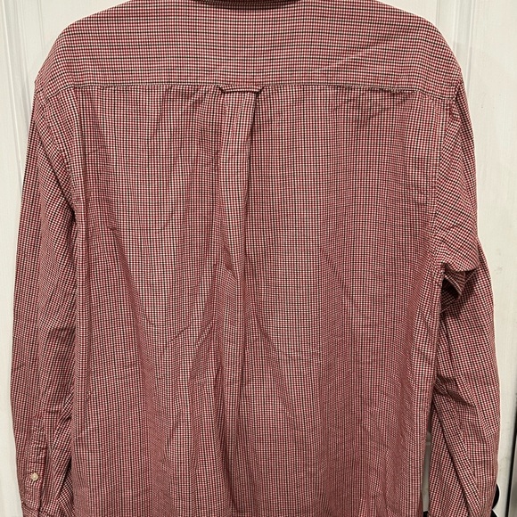 American Eagle Mens Chambray Shirt Red Brown Plaid Long Sleeve Button Down L - Picture 4 of 4